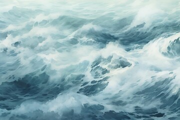 Waves forming whitecaps due to a windy sea  - obrazy, fototapety, plakaty