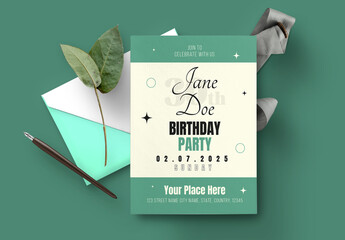 Minimal Birthday Invitation Card Layout - obrazy, fototapety, plakaty