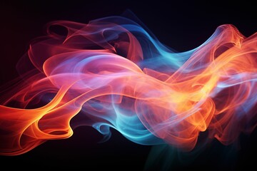 Whirling smoke trails with colored lighting 