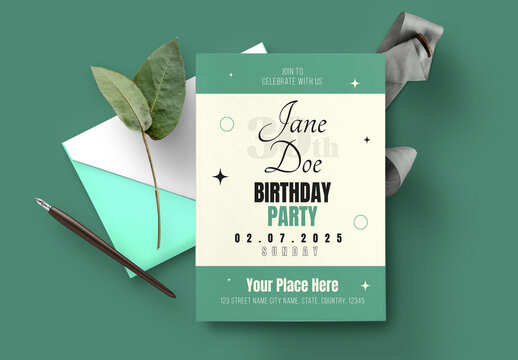Minimal Birthday Invitation Card Layout