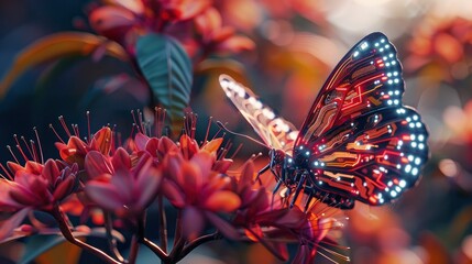 Butterfly with irridecent circuit board