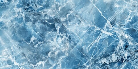 Obraz premium Aerial view of textured blue ice formations. Winter landscape and nature concept.