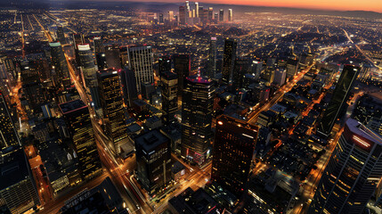Aerial View of Vibrant City Lights in the Dark
