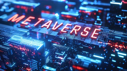 City Metaverse technology with text