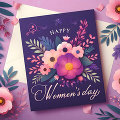 Celebrate Women's Day 2024 with a Beautiful Message on Purple Card"
