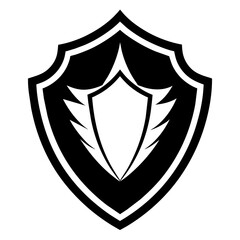 security shield vector silhouette, white background