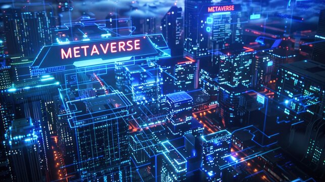 City Metaverse technology with text