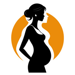 pregnent women vector silhouette, white background