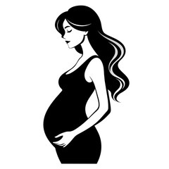 pregnent women vector silhouette, white background