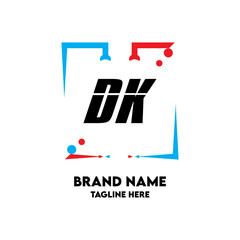 DK Square Framed Letter Logo Design Vector - obrazy, fototapety, plakaty