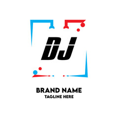 DJ Square Framed Letter Logo Design Vector