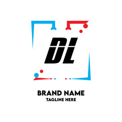 DL Square Framed Letter Logo Design Vector