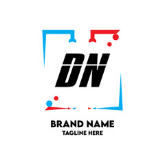 DN Square Framed Letter Logo Design Vector