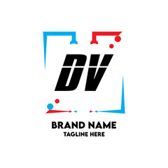 DV Square Framed Letter Logo Design Vector