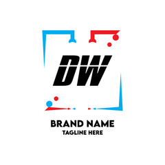 DW Square Framed Letter Logo Design Vector