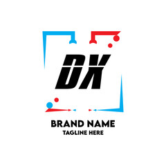 DX Square Framed Letter Logo Design Vector