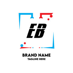 EB Square Framed Letter Logo Design Vector