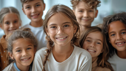 Fototapeta premium An attractive group of boys and girls considering dental sealants. Generative AI.