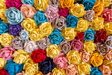 Paper flowers handmade craft creative abstraction, Paper rose flowers background, Flowers paper background pattern lovely style. Rose made from paper.