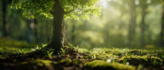 A Small Tree Amidst the Forest - obrazy, fototapety, plakaty