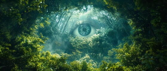 Eye Surrounded by Forest - obrazy, fototapety, plakaty