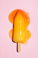 Ice lolly, popsicle, Ice cream on the stick melting in the heat