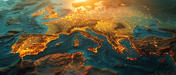 Close Up of a Map of Europe