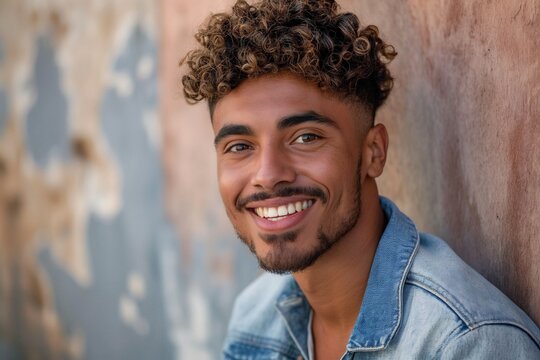 Cheerful young multiracial man smiling and looking at camera.