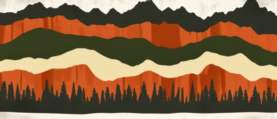 Majestic Mountain Range With Foreground Trees