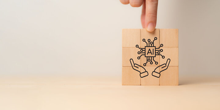 AI Artificial Intelligence governance concept. AI Policy for ensuring responsible, ethical use of artificial intelligence (AI) technologies. Transparency, accountability, bias, privacy of AI system.