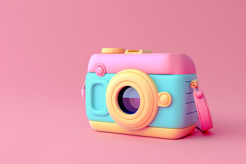 pink camera. minimal 3d camera icon