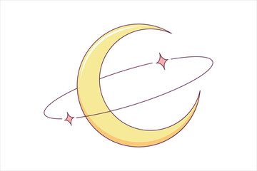 Crescent Moon Fortune Sticker Design