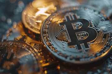 Close up photo of bitcoin crypto currency 