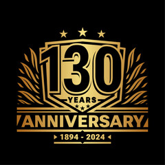 Fototapeta premium 130 years anniversary celebration shield design template. 130th anniversary logo. Vector and illustration.