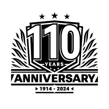 110 years anniversary celebration shield design template. 110th anniversary logo. Vector and illustration.