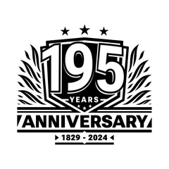 195 years anniversary celebration shield design template. 195th anniversary logo. Vector and illustration.