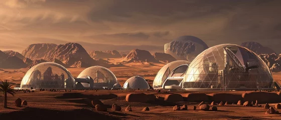 Foto op Aluminium A futuristic Mars colony domes red planet exploration © Seksan
