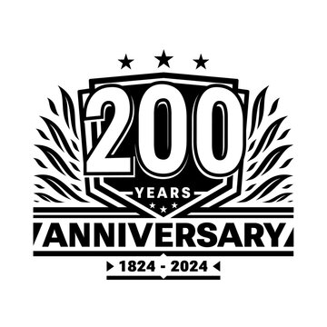 200 years anniversary celebration shield design template. 200th anniversary logo. Vector and illustration.