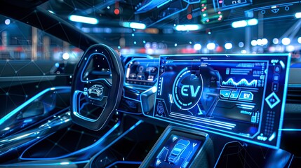 Ev car futuristic style with EV text
