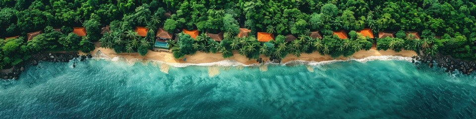 drone view or beautiful aerial view of the beach