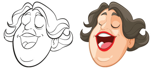 Vector illustration of a laughing person's face