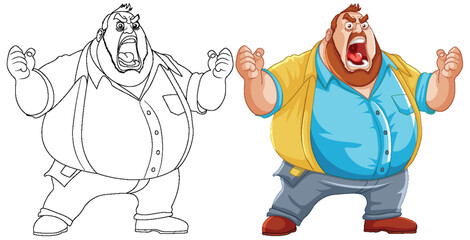 Vector illustration of a cartoon man looking angry