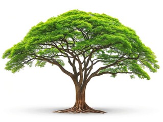 Tree With Green Leaves on White Background