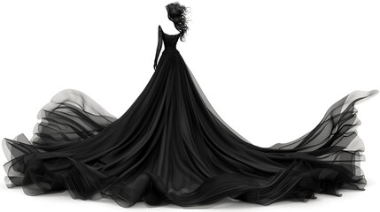 Fantasy gorgeous black dress illustration design isolated on white background. generative ai - obrazy, fototapety, plakaty