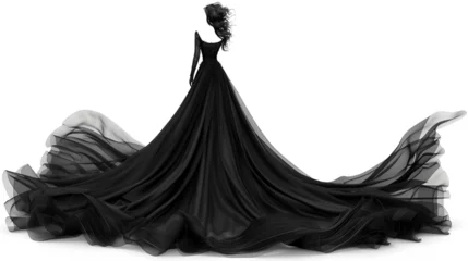 Fotobehang Fantasy gorgeous black dress illustration design isolated on white background. generative ai © Malaika
