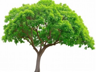Obraz premium Tree With Green Leaves on White Background