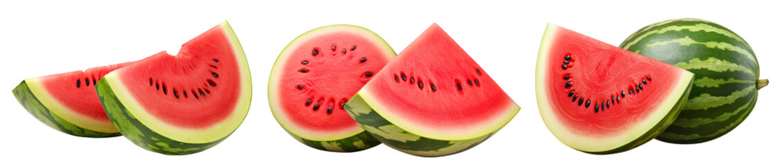 Set of delicious watermelon fruits, cut out