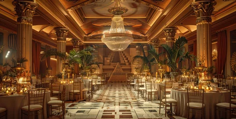 Fototapeten A gala dinner in a fancy hall. Generative AI. © visoot