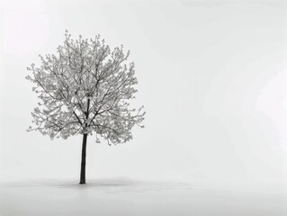 Lone Tree Stands in Snow