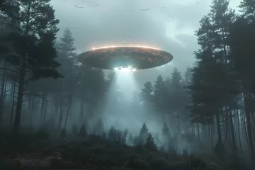 Fotobehang a ufo over a forest © Davy